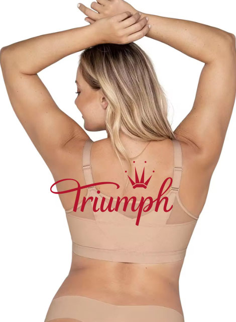 Triumph Damski biustonosz modelujący sylwetkę z pełnym pokryciem, zapinany z przodu, bezprzewodowy, podtrzymujący plecy